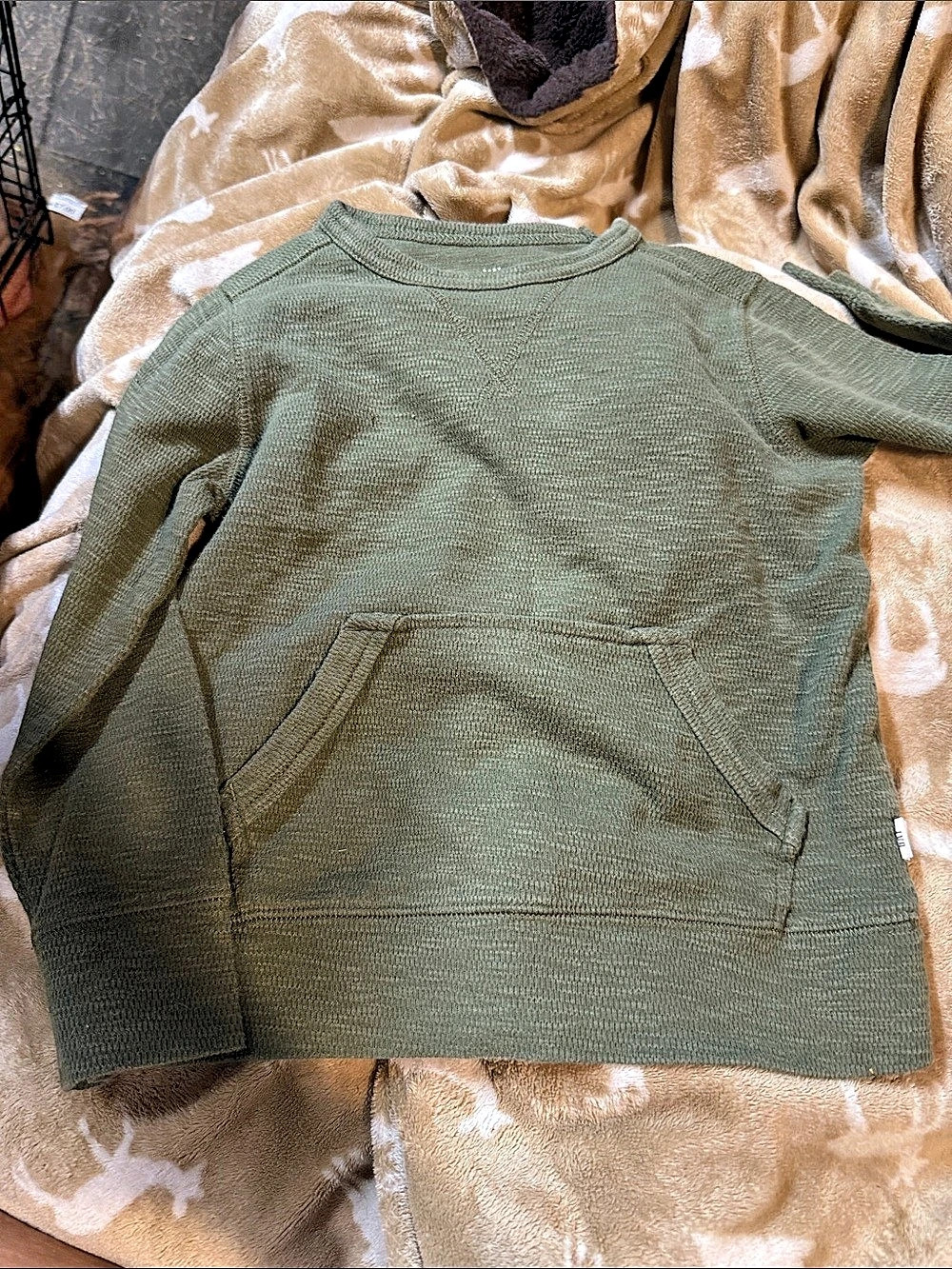 baby GAP Waffle-Knit Pocket Sweatshirt Green Size 4